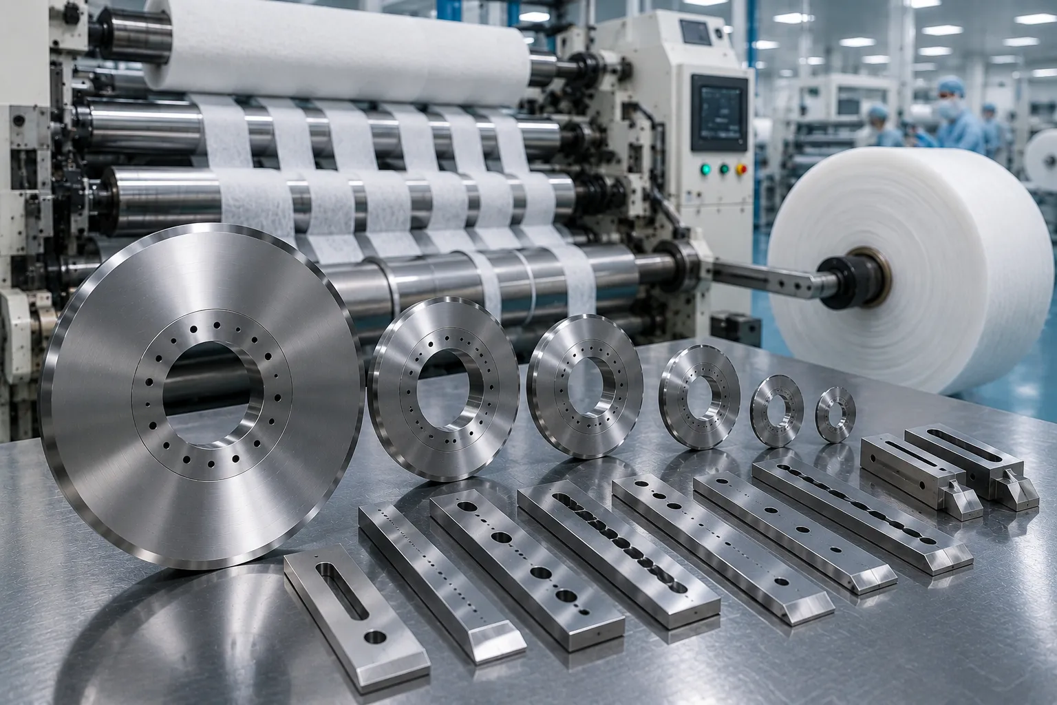 Shark Cutting precision nonwoven slitting blades for medical and hygiene product production