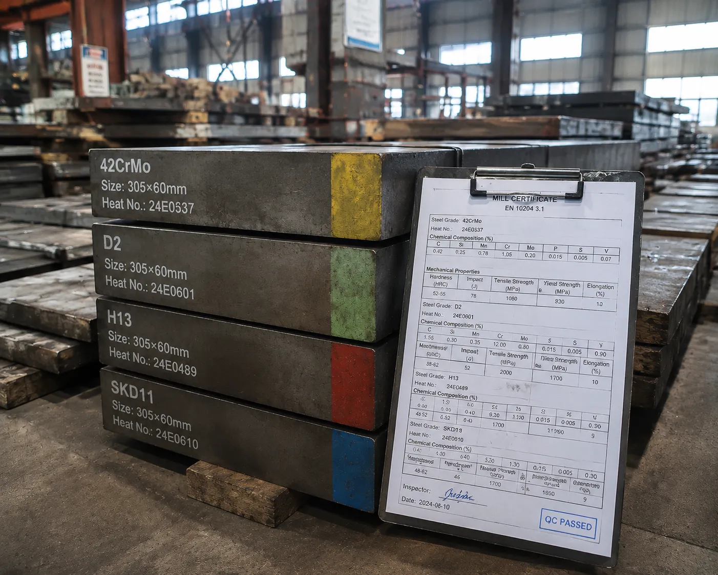 Warehouse stock of premium D2, M2, and tungsten carbide tool steels
