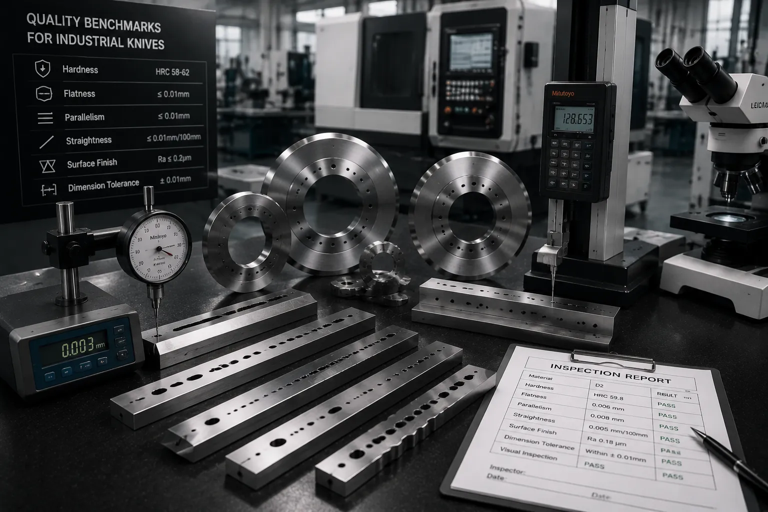 Sharkcutting CMM inspection and custom machine knife manufacturing process
