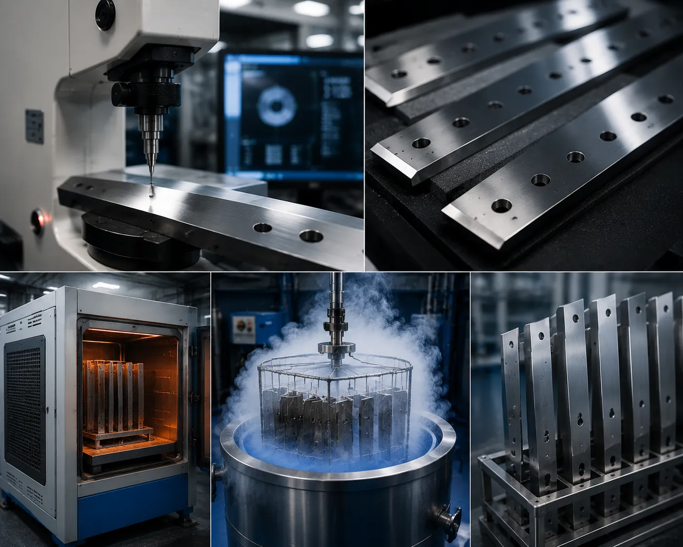 Rockwell hardness testing and stress evaluation for industrial blades
