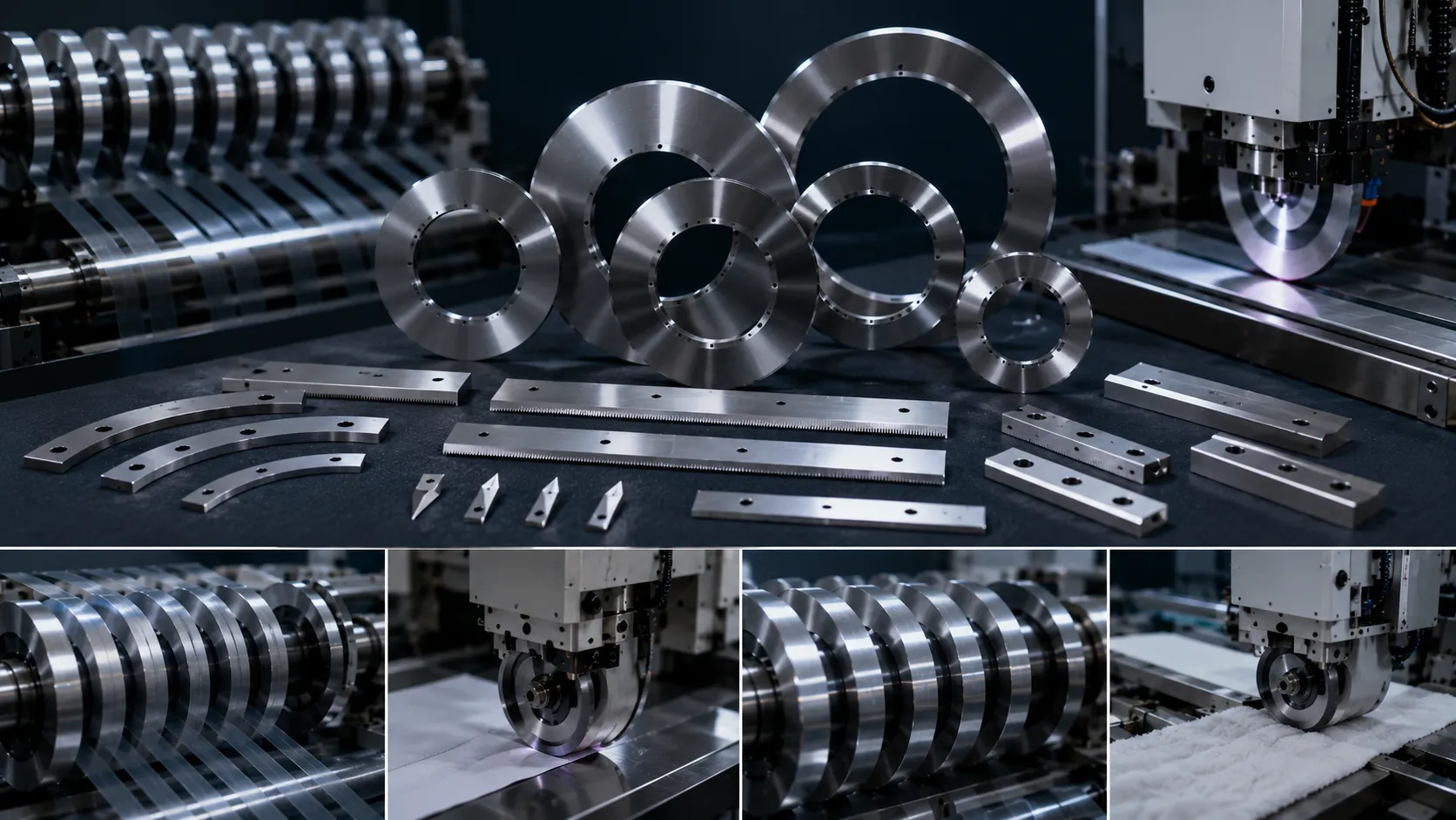 Sharkcutting precision circular nonwoven blades and custom cutting knives