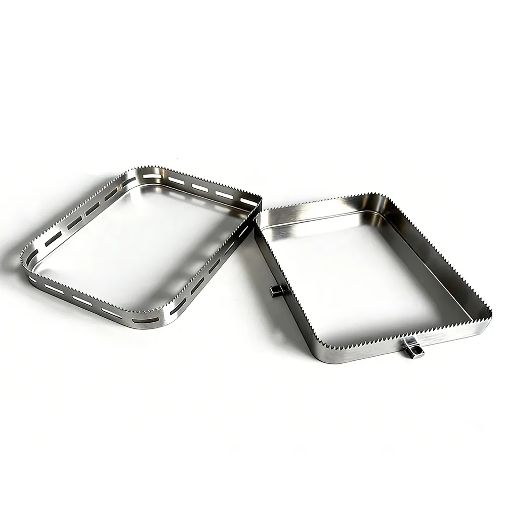 Tray sealing and thermoforming custom perimeter cutting blades