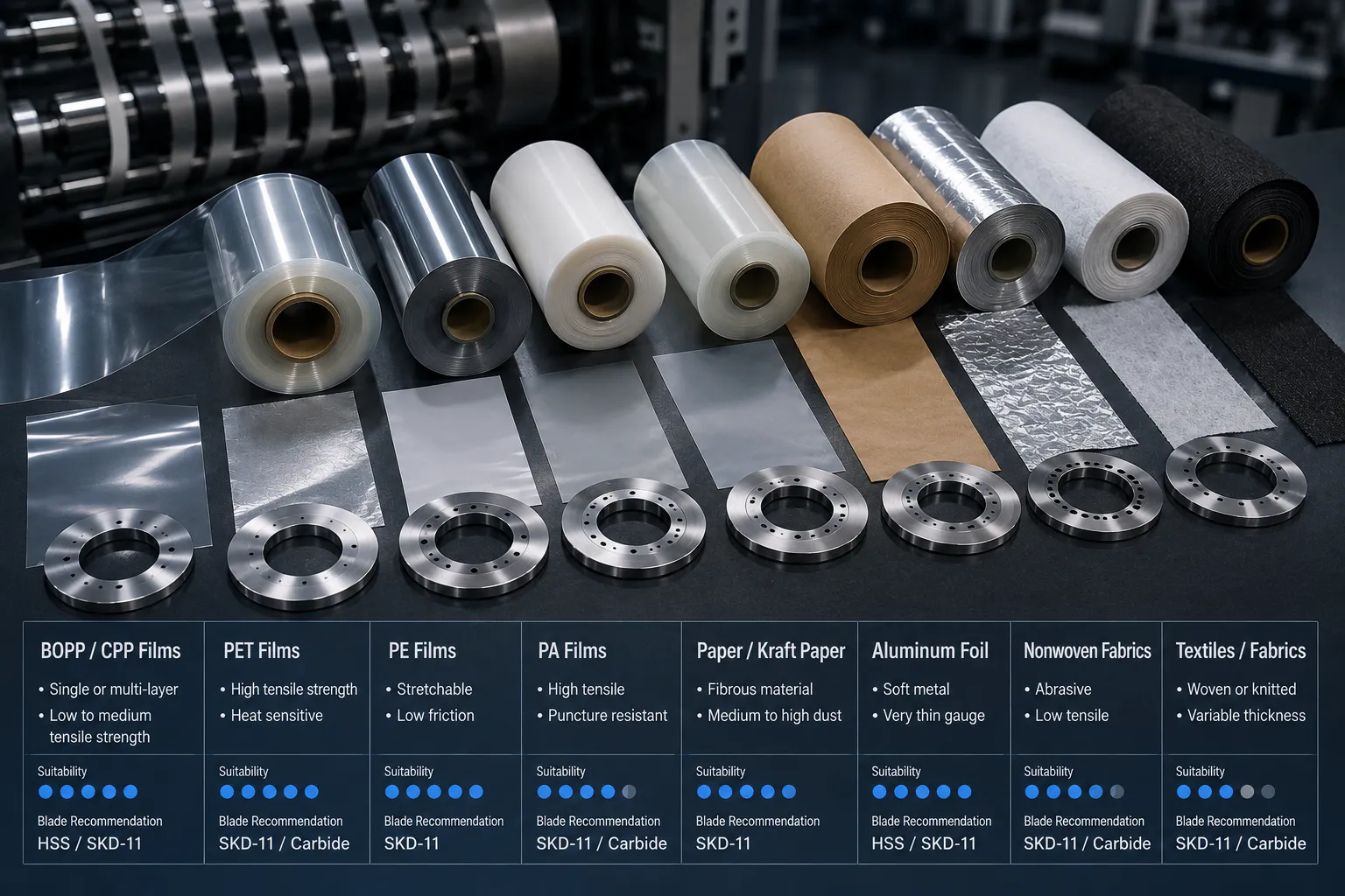 Precision rotary slitting knives engineered for industrial web converting