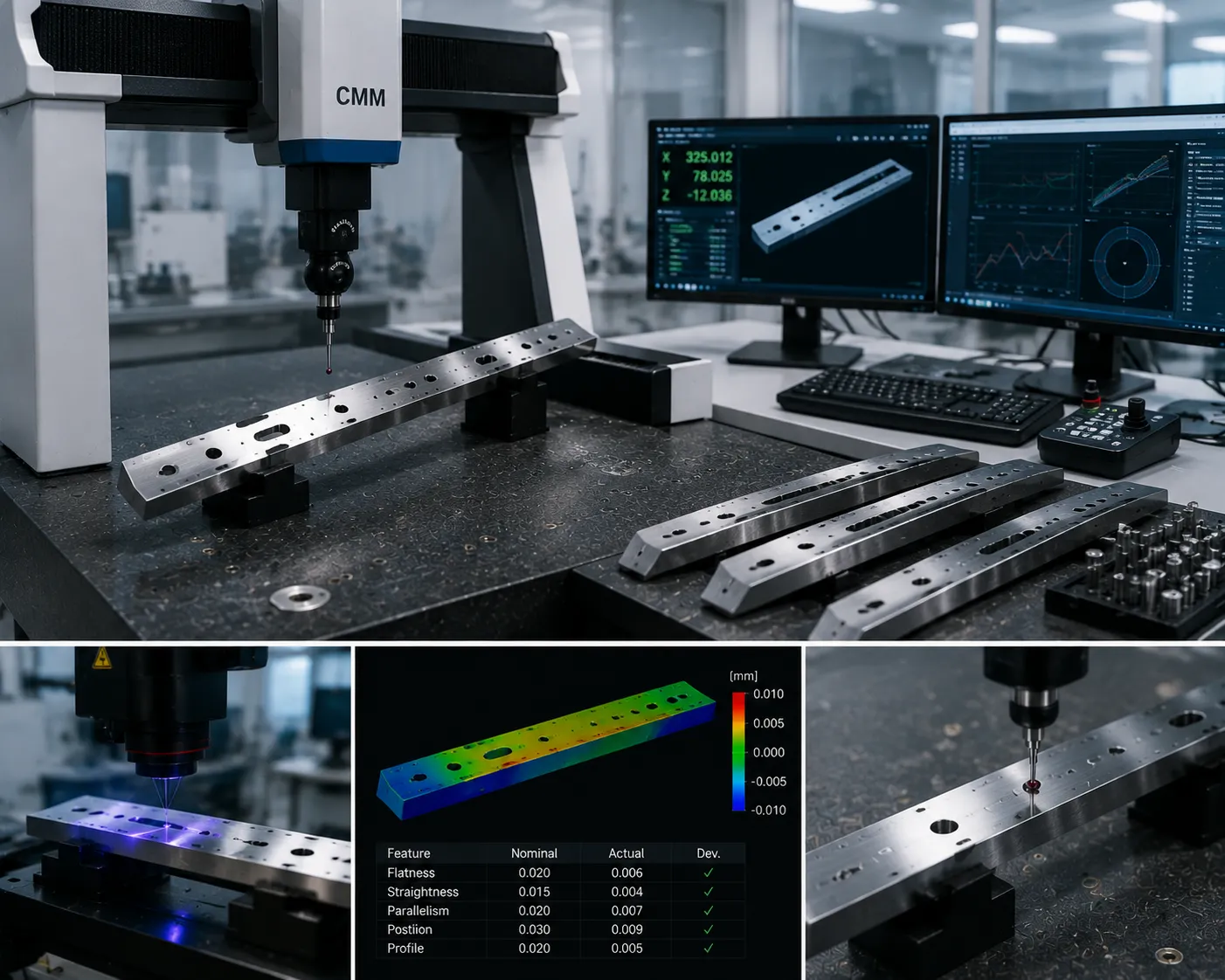 3D CMM optical coordinate measuring machine evaluating precision industrial knife tolerances