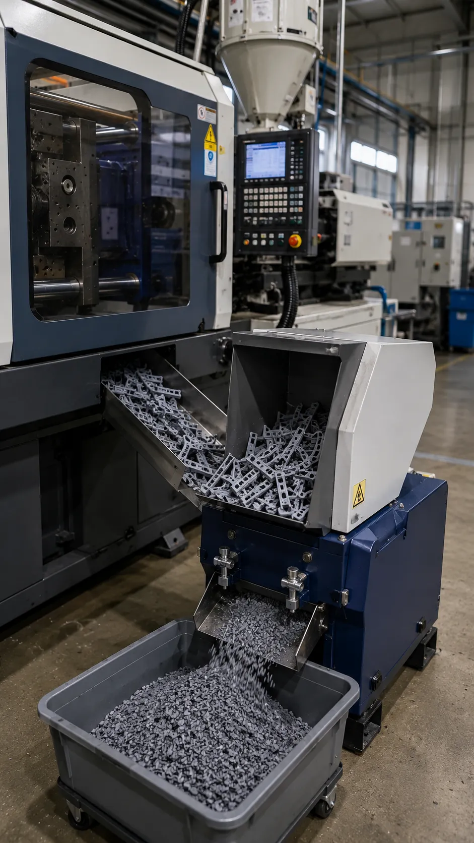 Shark Cutting plastic granulator blades for injection molding sprue and runner recycling