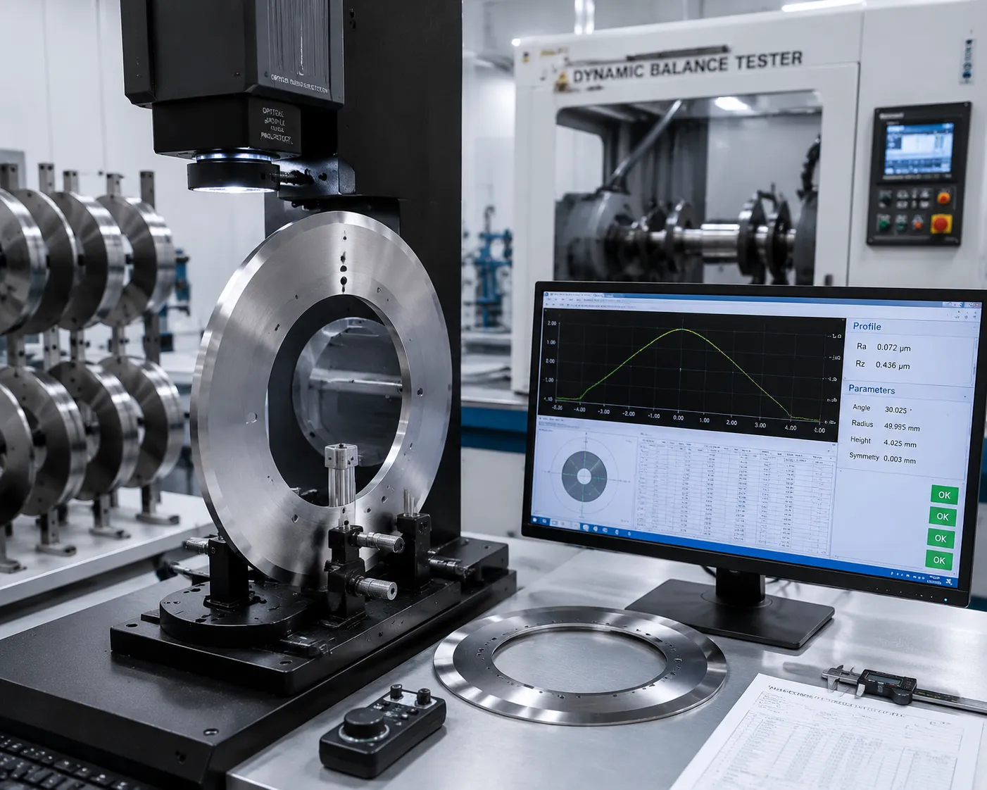 Precision inspection of industrial slitting blades at Shark Cutting