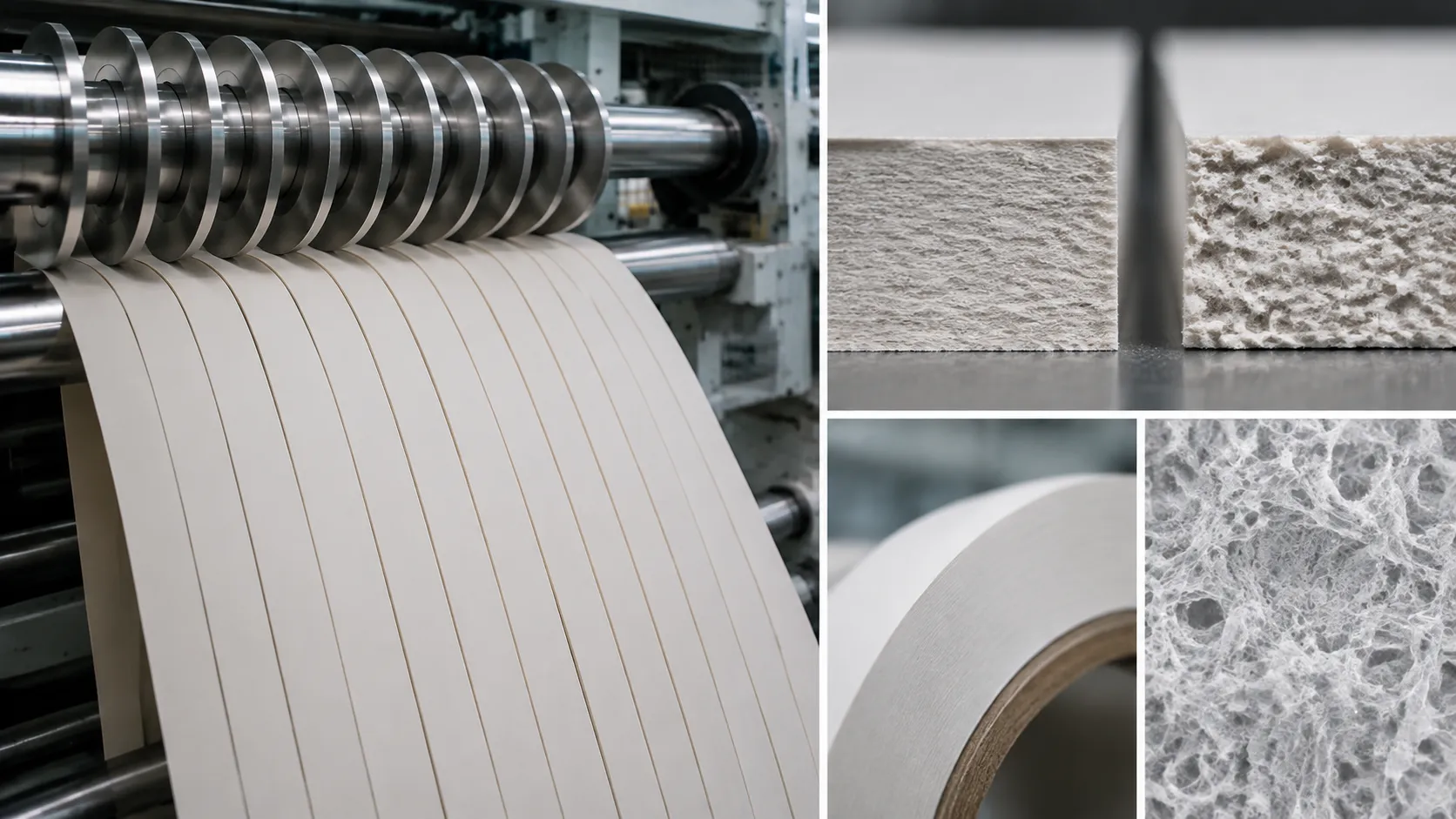 Microscopic cross-section of paper edge after dust-free slitting with circular slitter knives