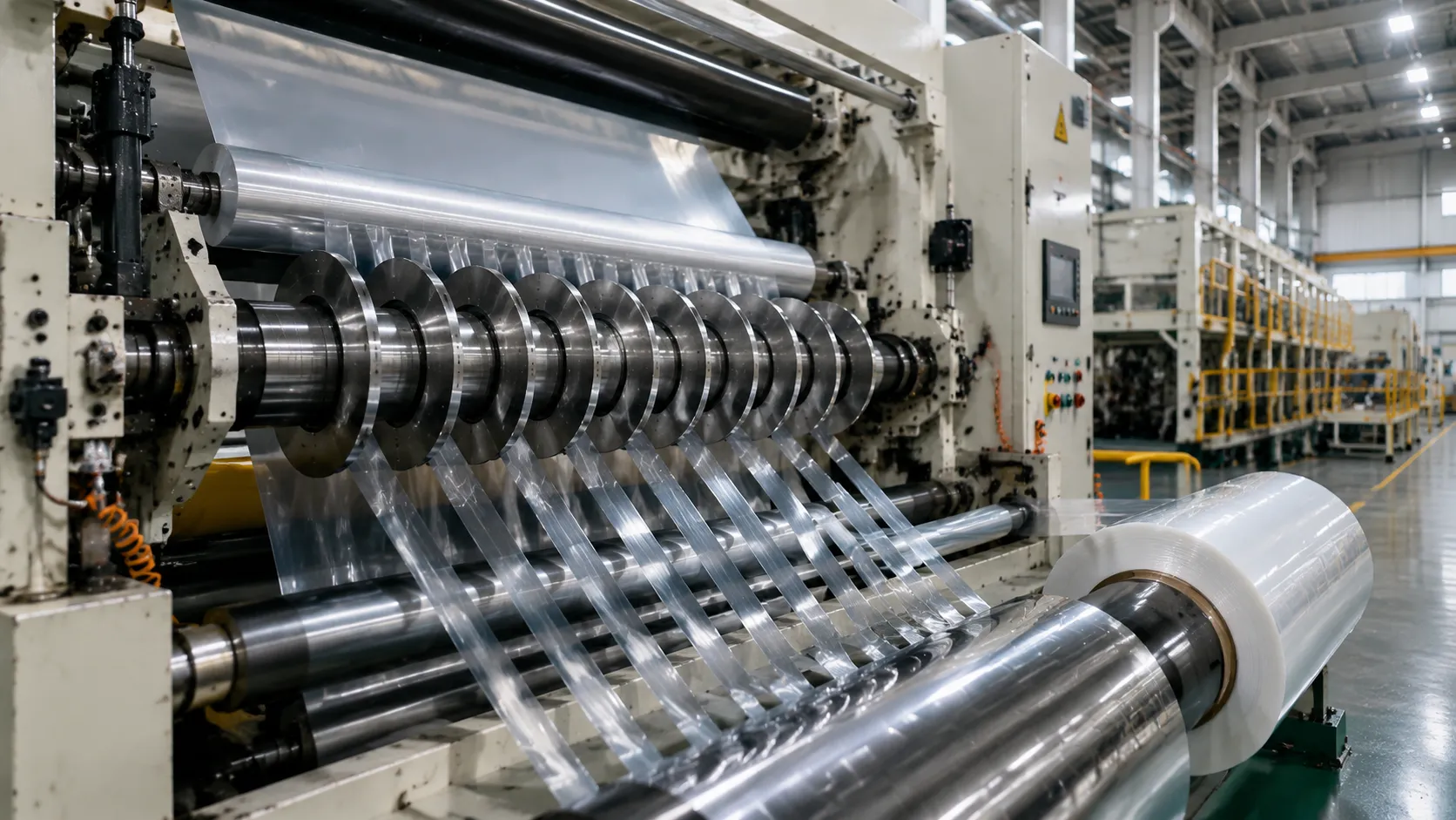Custom slitting blades for ultra-thin PE and PET flexible packaging converting lines