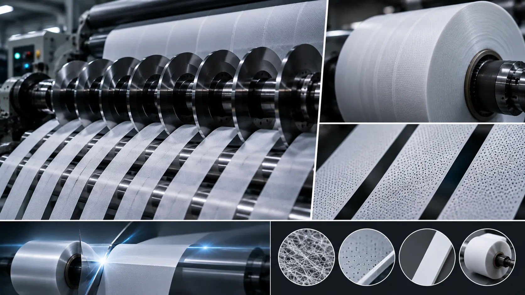 Cleanroom lithium battery separator slitting process using ultra sharp carbide blades