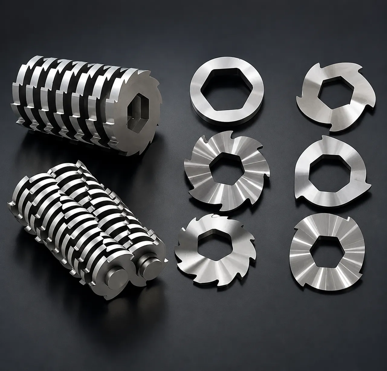 Heavy-duty recycling shredder blades and granulator knives engineered by Sharkcutting