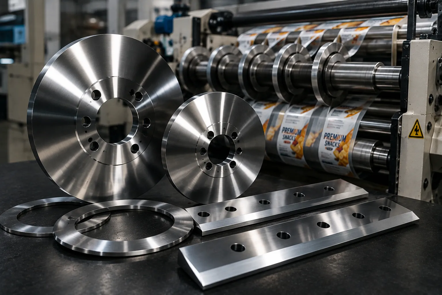 Precision slitting blades for packaging and paper converting waste reduction