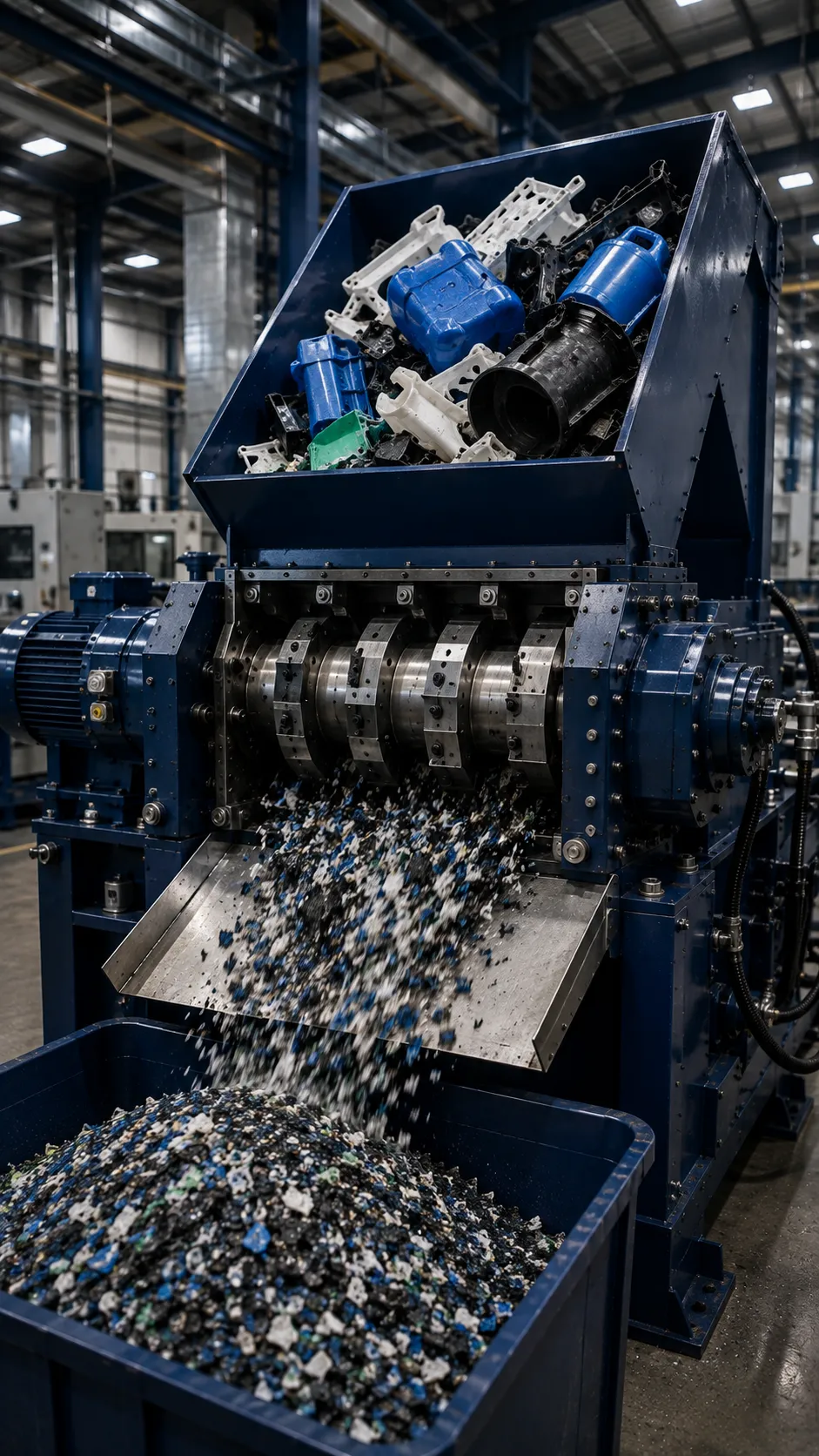 Heavy-duty granulator knives processing blow-molded bottles and thick purgings