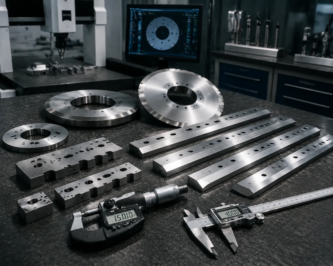 Precision CNC machining and 3D coordinate measuring machine inspection for industrial cutting blades