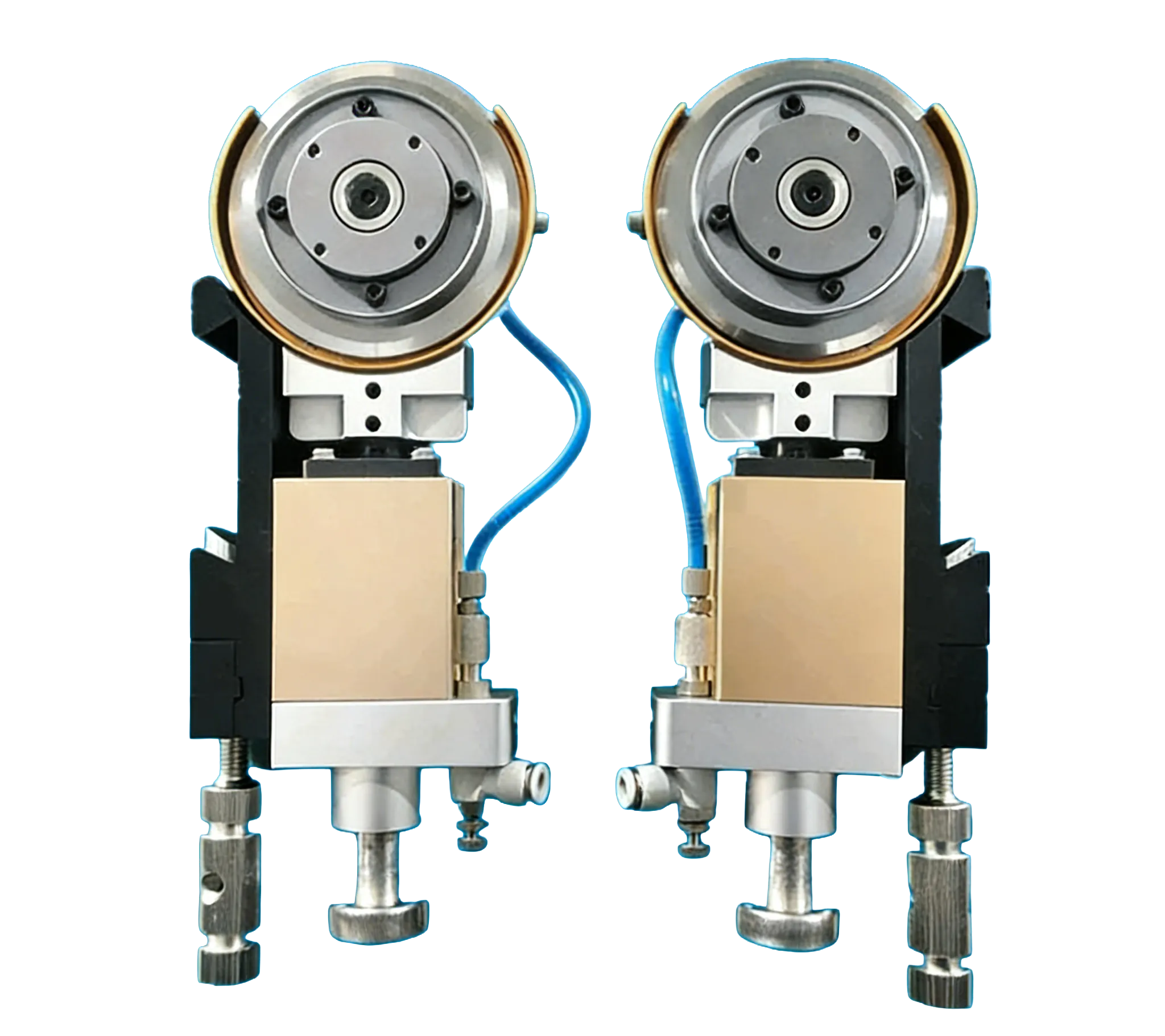Pneumatic knife holders for shear slitting knives for nonwoven manufacturing