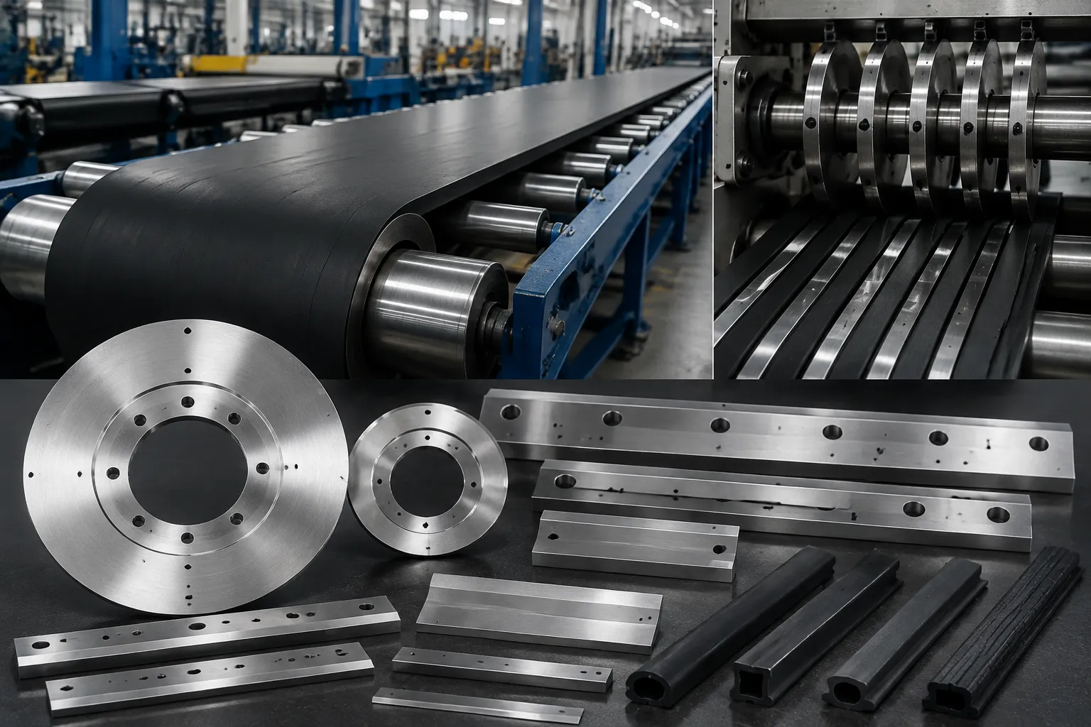 Sharkcutting precision circular rubber slitters for conveyor belt slitting operations