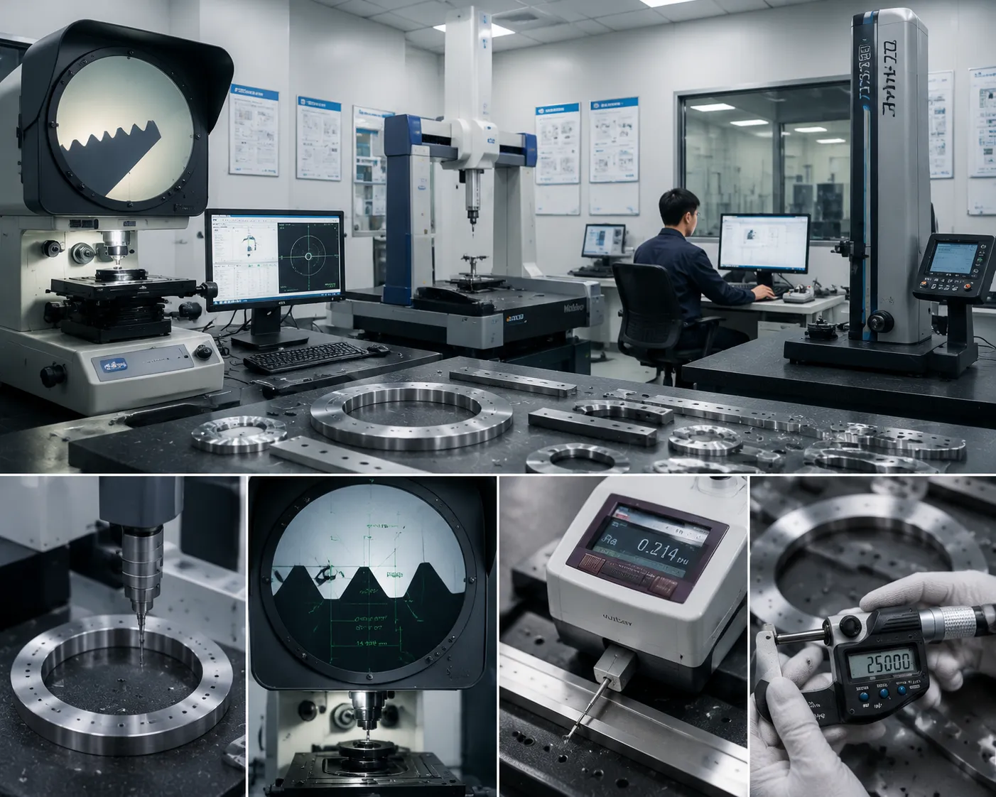 Quality inspection and optical CMM measurement of precision industrial machine knife at Shark Cutting lab