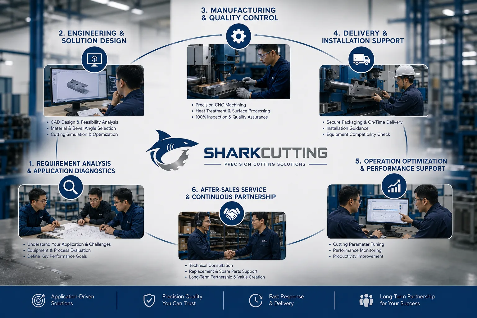 Sharkcutting precision industrial slitting knife regrinding and engineering support